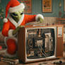 Santa Alien fixing television 