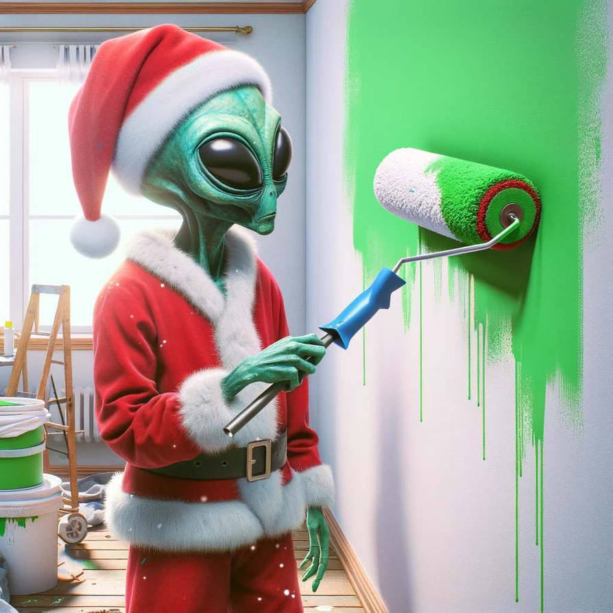 Alien Santa Santa Alien painting walls by MariaGlitch on DeviantArt