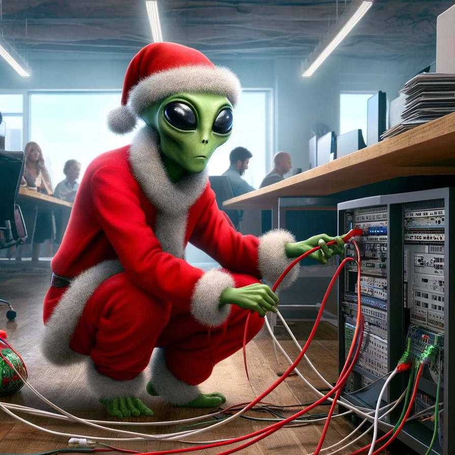 Alien Santa Santa Alien fixing your PC by MariaGlitch on DeviantArt