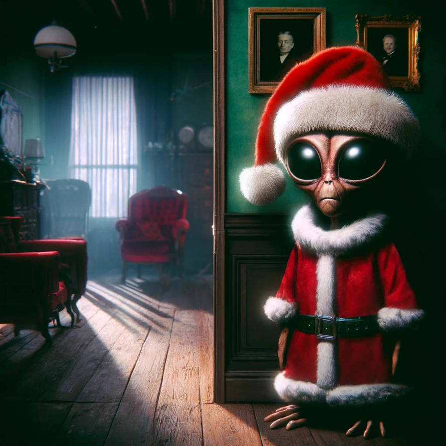 Alien Santa Santa Alien is hiding in terror by MariaGlitch on DeviantArt