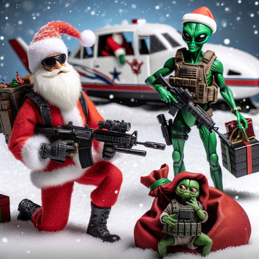Alien Santa Santa Alien and Santa on snow by MariaGlitch on DeviantArt