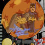 Batgirl Trapped In a Orange Balloon With Red Stars