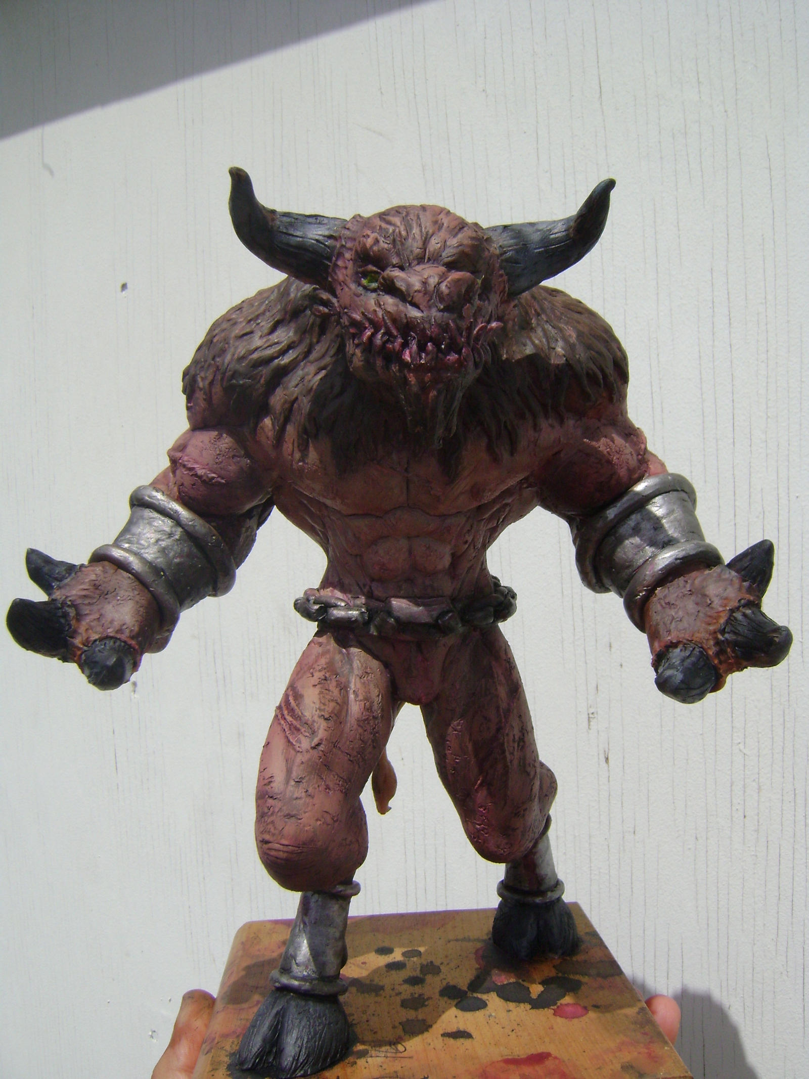 Minotaur sculpture painted