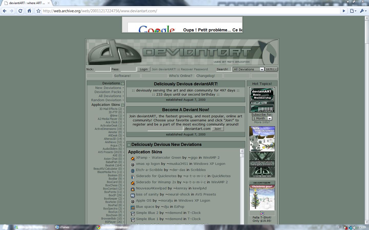 DeviantArt in 2001 by lebreton on DeviantArt