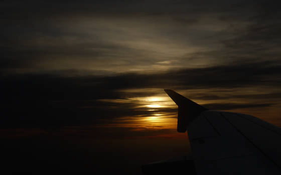 Sunset on airplane