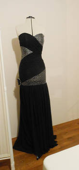 Black and silver beaded gown