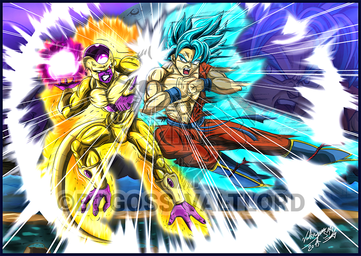 Goku Blue vs Golden Freeza, fanart