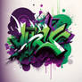 purple green white wildstyle graffiti