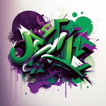 purple green white wildstyle graffiti