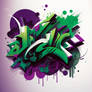 purple green white wildstyle graffiti