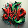 red and green wildstyle graffiti