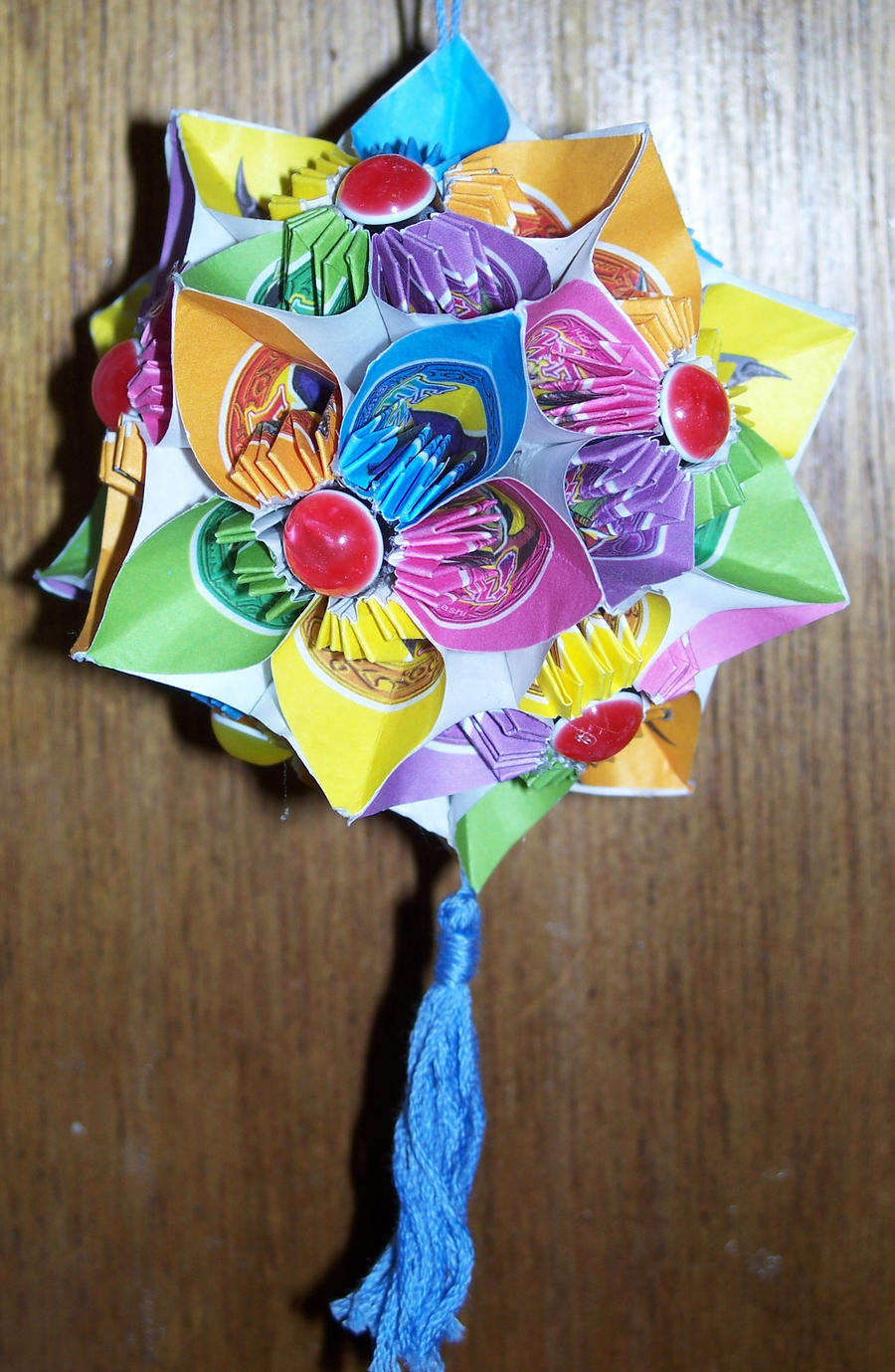 Origami flower ball with beads