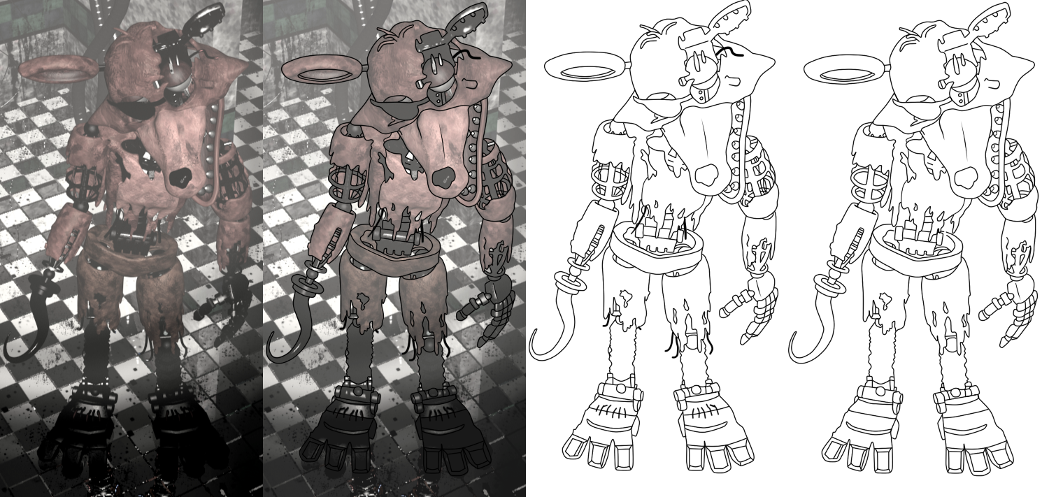 How to draw Withered Foxy (FNAF) 