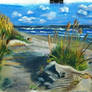 Outer Banks NC Beach Scene in Pastels