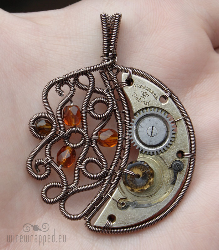 Steampunk moon pendant