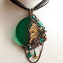 Emerald steampunk pendant