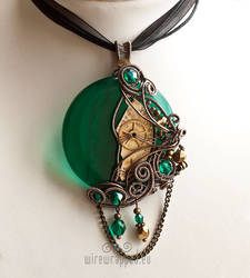 Emerald steampunk pendant