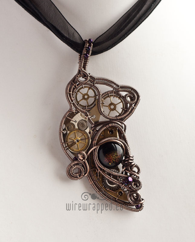 Steampunk owl pendant