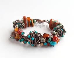 Turquoise and amber bracelet