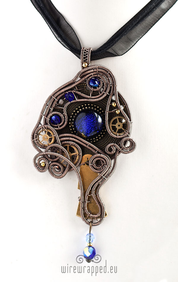 Cobalt glass eye pendant