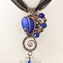 Cobalt blue heart steampunk pendant