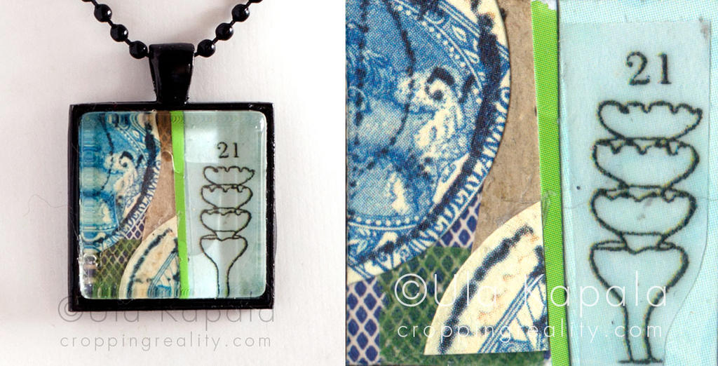 Wearable art - abstract collage pendant 5