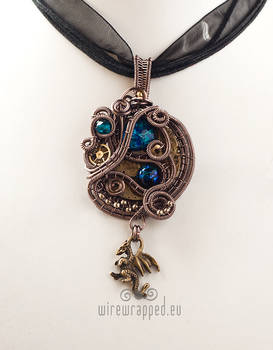Steampunk pendant with a dragon charm II