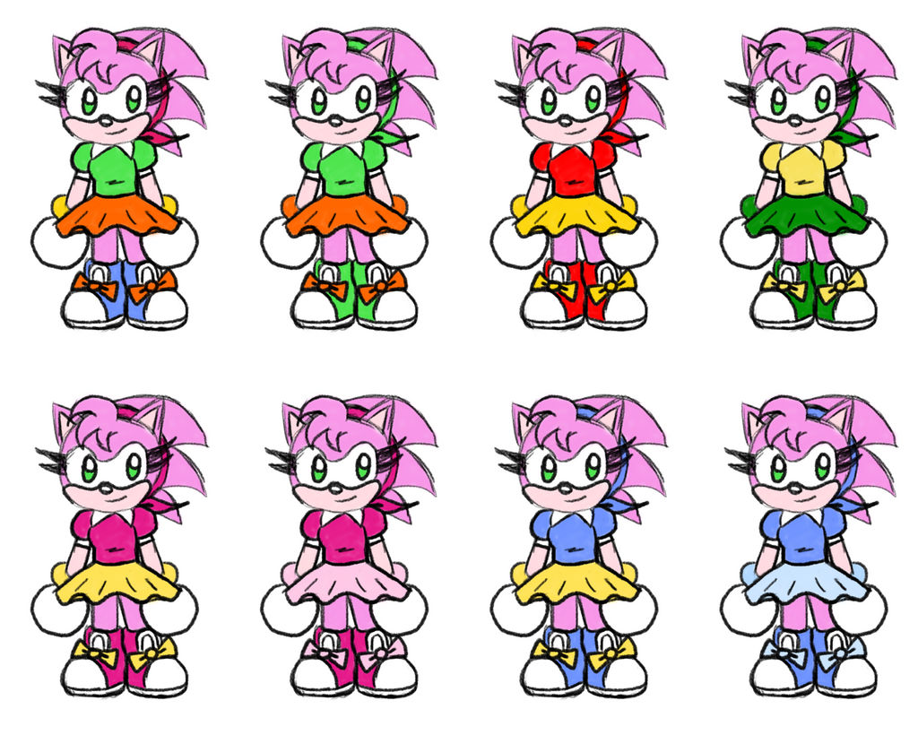 Amy Variants Classic Amy color variations~ by TheKitsuneAlchemist on DeviantArt