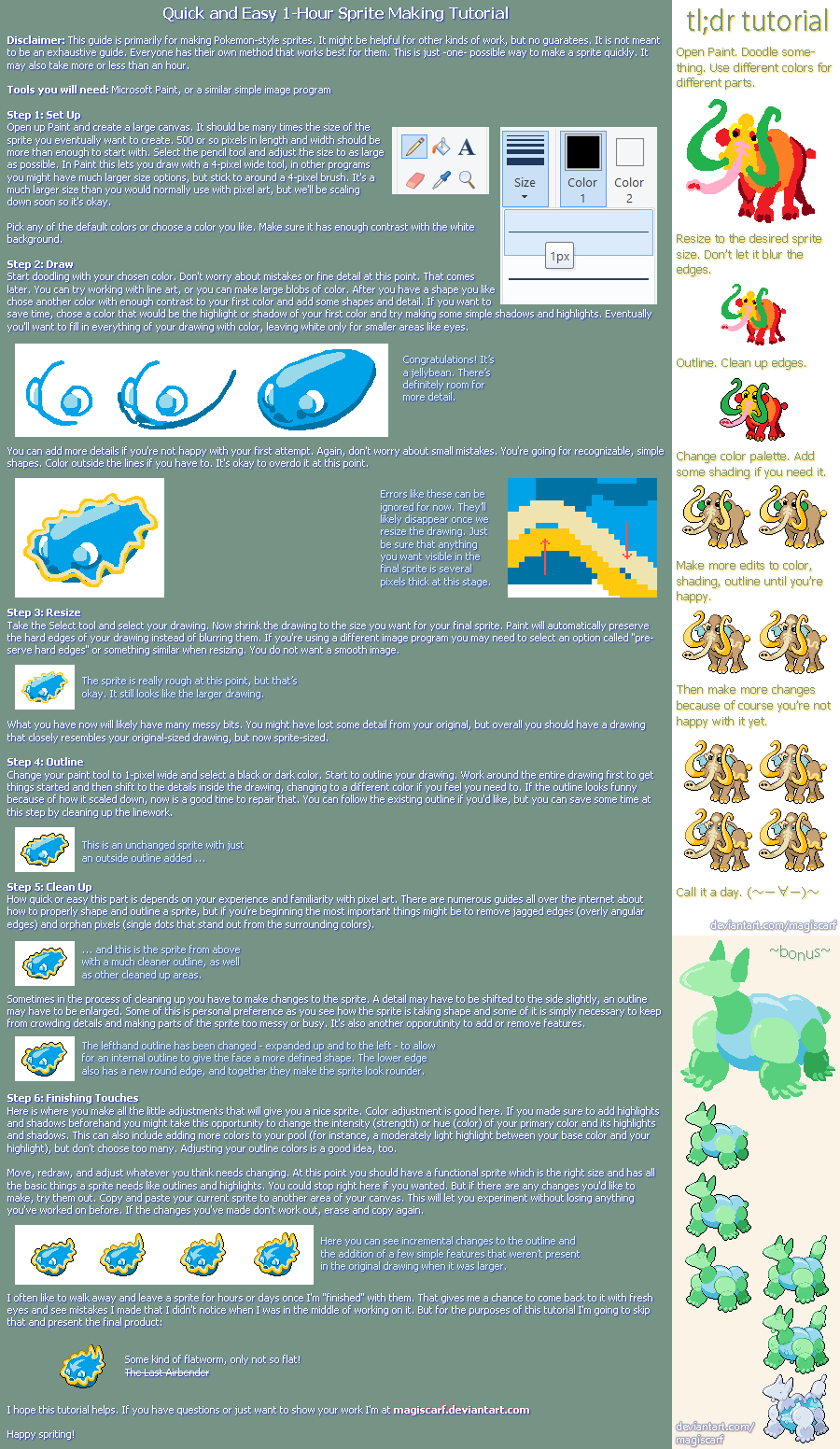 Quick and Easy 1-Hour Sprite Making Tutorial by Magiscarf on DeviantArt