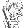 Chibi with Guitar Lineart