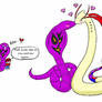 Arbok and Milotic colored