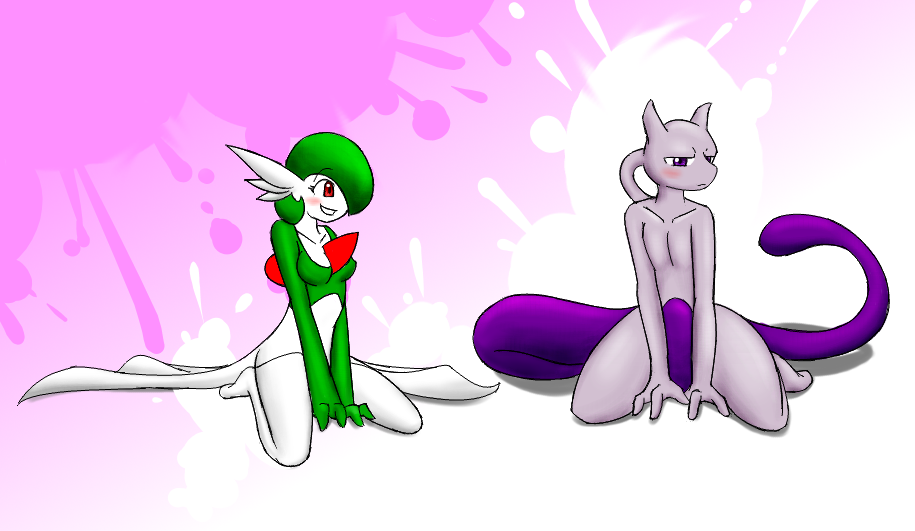 Gardevoir and Mewtwo by livinlovindude on DeviantArt.