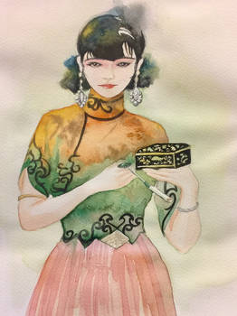Chinese beauty watercolor