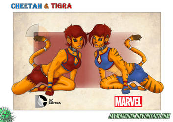 Tigra and cheetah by JayMaverick