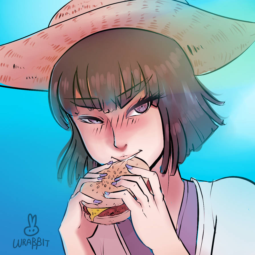 anyway heres satsuki eating a hamburger by thewrabbithole on DeviantArt