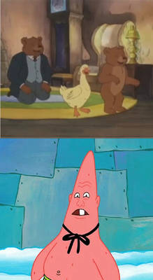 Father, Bear, and Duck laugh at Pinhead