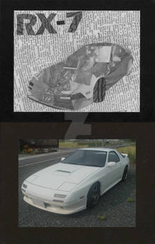 RX-7 newsprint collage