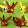 Selfmade Digimon plush: Viximon and Gigimon