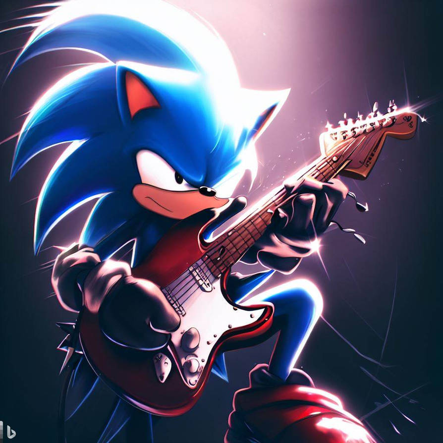Sonic playing electric guitar by Cyantinn on DeviantArt