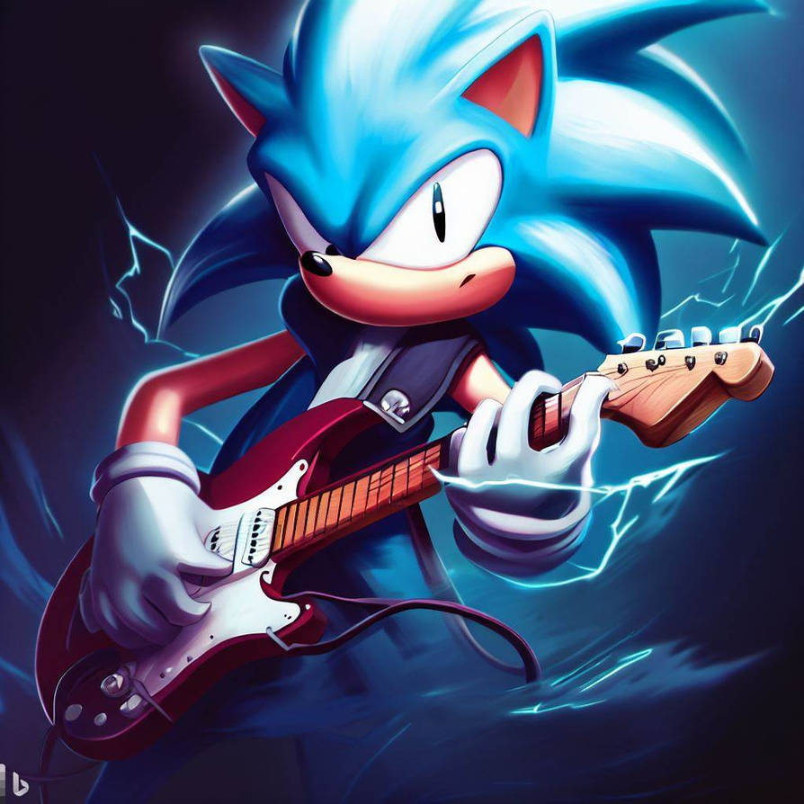 Classic Sonic playing electric guitar by Cyantinn on DeviantArt