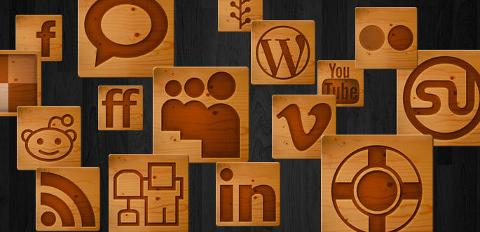 Woodcut Social Media Icons