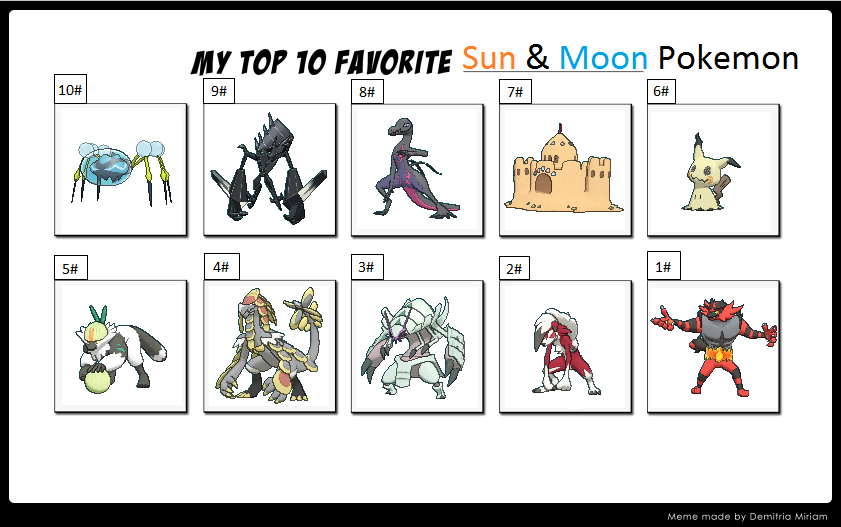 My Top 10 Favorite Sun and Moon Pokemon