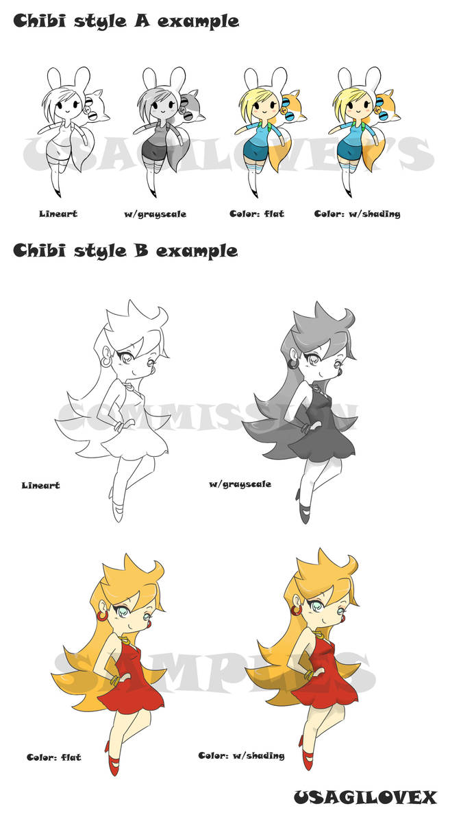 Chibi Commission examples by UsagiLovex on DeviantArt