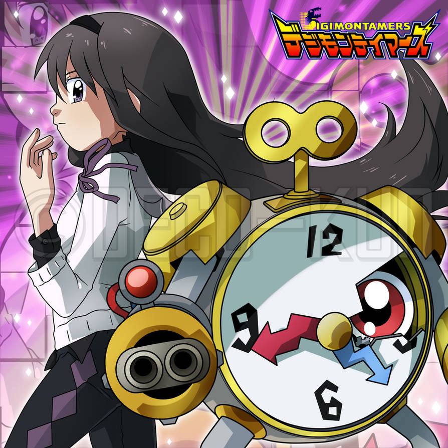 Commission - Homura and Clockmon by Deko-kun on DeviantArt