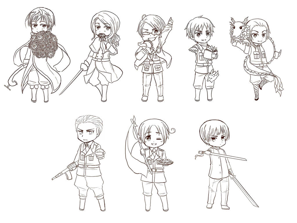 Axis allies chibi lineArt