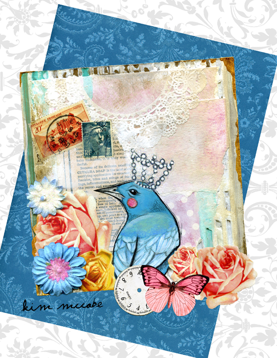 Fairytale Blue Bird Collage