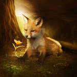 Little fox and the flower by ElenaDudina