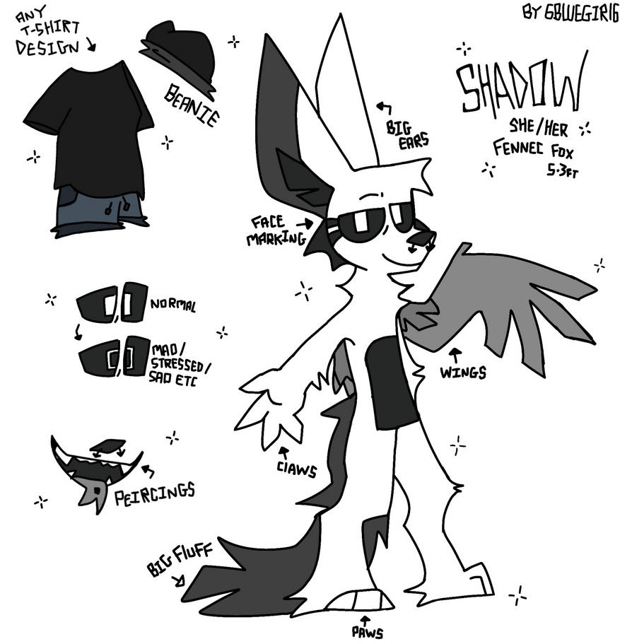 Shadow character reference sheet by 6bluegirl6 on DeviantArt