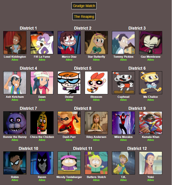 Grudge Match The Reaping contestants by JusSonic on DeviantArt