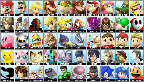 My new SSB4 Roster by ticklinglicker on DeviantArt